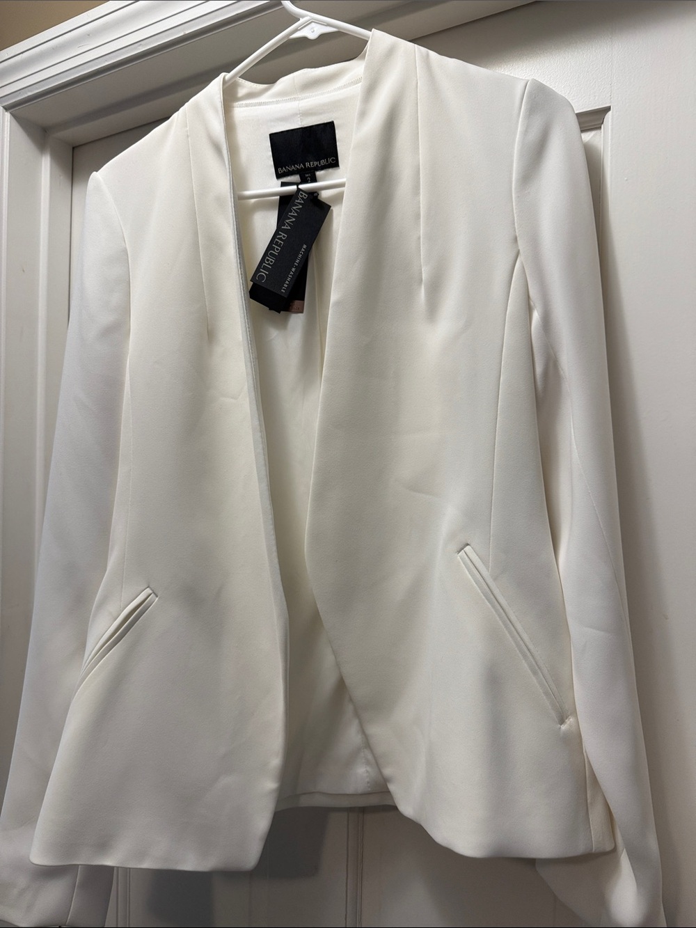 Banana Republic Women's White Open-Front Blazer
